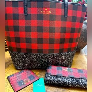 Kate spade set buffalo/black glitter